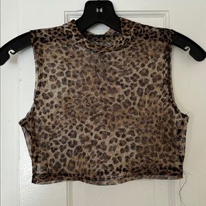 SHEER LEOPARD CROP TOP